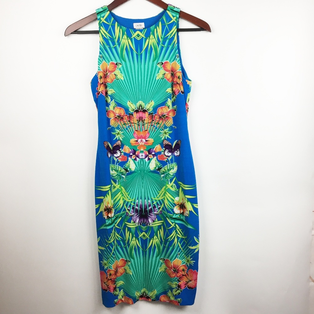 Cache Womens S Tropical Floral Palm Print Sheath